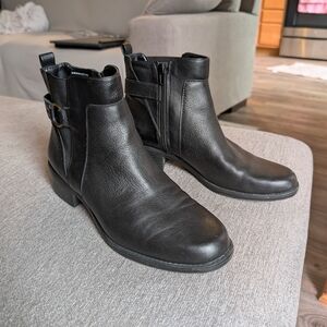 Anne Klein Black Ankle Booties with Side Zipper and Round Toe